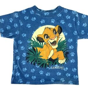 Vintage 90s The Lion King Simba T-shirt‎ Kid's Size 4T AOP Disney Blue RARE